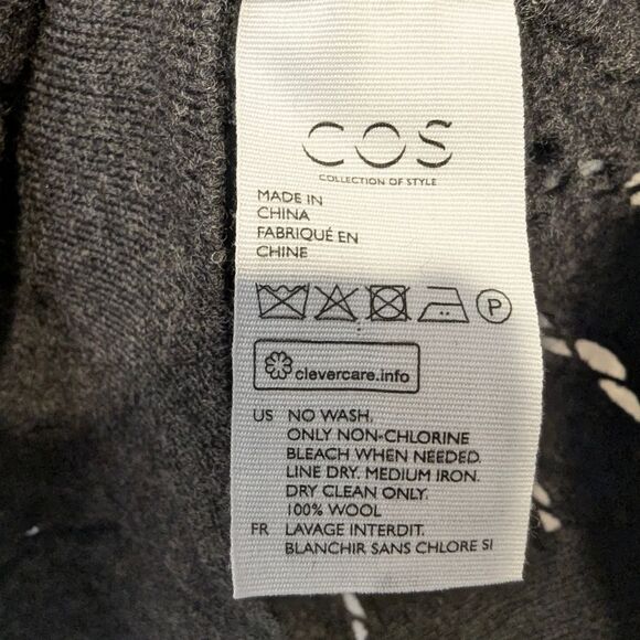 COS Cut-Out gray turtleneck Boiled Wool Tunic sweater crochet ribbed size S cozy - Picture 9 of 12